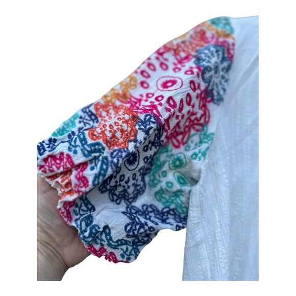 THML: On Your Heart White Embroidered Sleeve Blouse size medium boho cottagecore - Picture 5 of 6